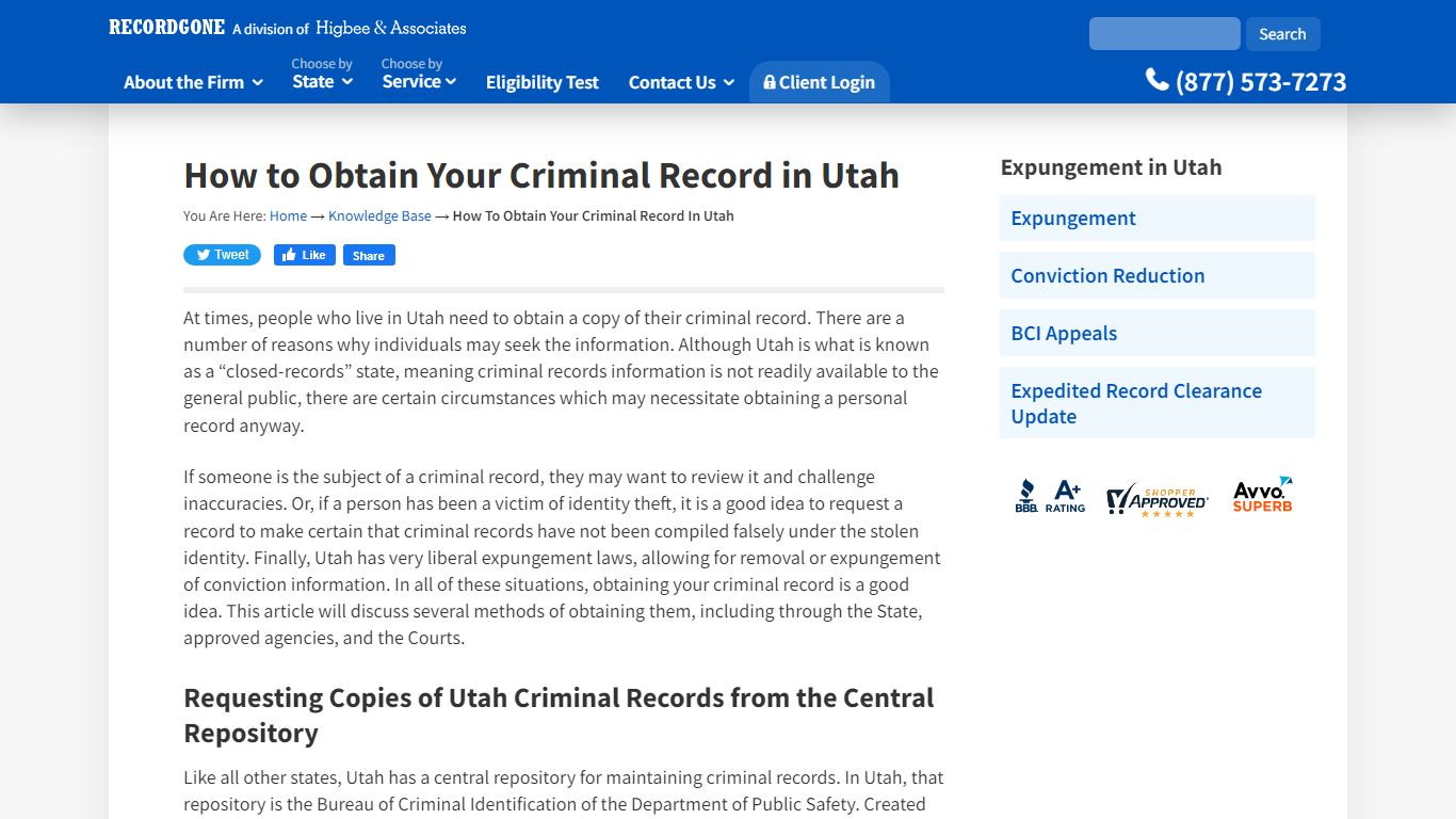 How to Obtain Your Criminal Record in Utah | RecordGone.com
